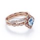 thumbnail image 3 of JeenMata Anillo Nupcial con Diseño de Milgrain Floral en Forma Redonda de 1,75 Quilates con Aguamarina Azul Cielo y Moissanita Engastado en Baño de Oro Rosa de 18 K sobre Plata, 3 of 5