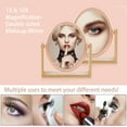 thumbnail image 2 of YEAKE Double Sided 10X Magnifying Makeup Mirror with Bamboo Stand ,Rose Gold, 2 of 6