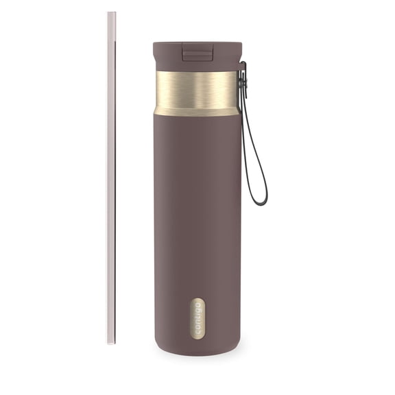 Contigo SnapSeal 24 oz Leakproof Stainless Steel Water Bottle with Carrying Strap and Reusable Straw
