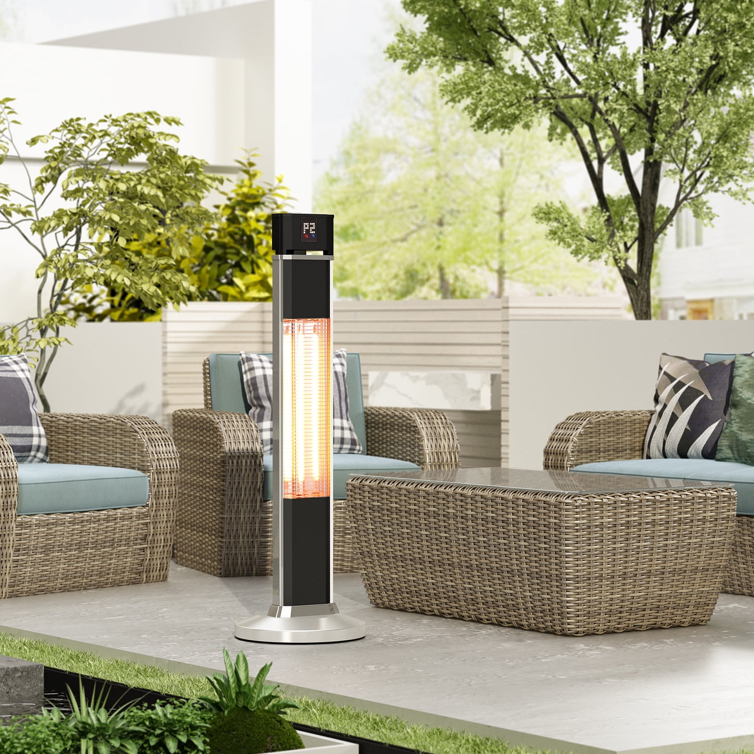 Homsee 750/1500W Portable Electric Heater with Remote Control, Tower Heater  for Indoor Outdoor Use, 24 Hours Timer, Blacku0026Silver - Walmart.com