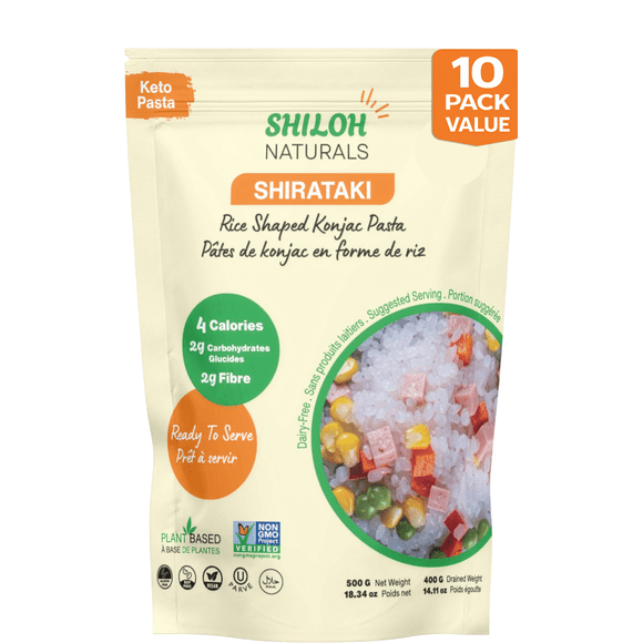 SHILOH Naturals Konjac Shirataki Rice (10-Pack) – Low Carb, Low Calorie Rice Alternative – Keto Friendly, Gluten Free, Vegan – Bulk Value Pack (500g Each)