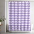 thumbnail image 5 of Shower Curtains for Bathroom-72"x72",Purple White Checkered Plaid Waterproof Bath Curtain Grommet Shower Curtain Set with Hooks, 5 of 9