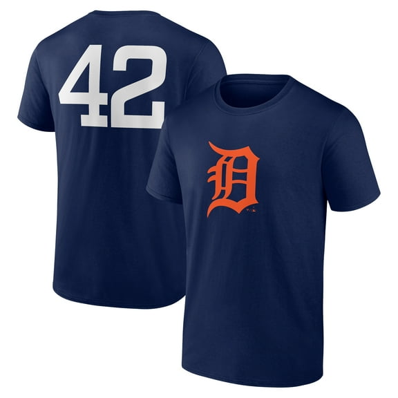 Men's Navy Detroit Tigers Jackie Robinson Day Name & Number T-Shirt