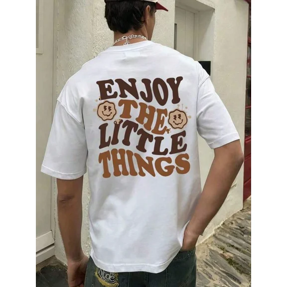 Men's Casual Round Neck Short Sleeve T-Shirt, Slogan & Letter Print, Suitable For Beach Vacation And Daily Wear, Summer