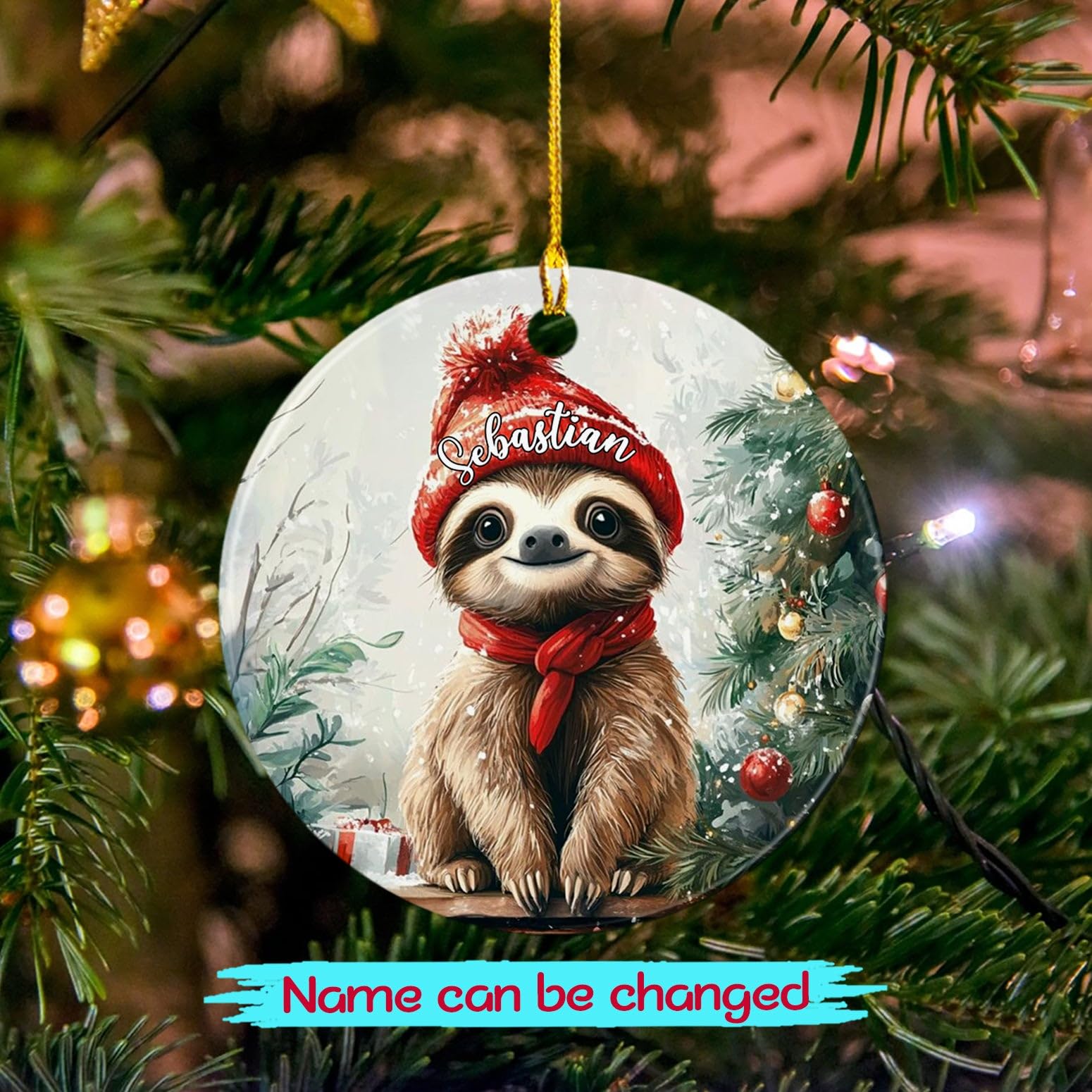 Personalized Glass Christmas Ornament For Granddaughter – Custom Name With Fox Design, 3 Inch, 2025