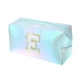 thumbnail image 1 of 1 Pc Bolsa de Cosméticos para Mujeres Durable con Letra E para Vacaciones y Actividades al Aire Libre Azul de Cuero PU, 1 of 3