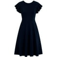 thumbnail image 3 of Hvot&aat Women's Summer Dresses Cute Ruffle Sleeve Crewneck High Waist Flowy A Line Dress Solid Color Casual Party Cocktail Dress, 3 of 5