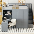 thumbnail image 2 of Pinovk Full Size Loft Bed with Wardrobe,Desk and Shelves,Gray(OLD:LT100679AEE), 2 of 16