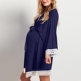 thumbnail image 2 of Sentmoon Tenues de Séance Photo de Maternité Manches Courtes Robes à Col en V 2026 Coupe Régulière Dentelle Extensible Robe d'Été de Fête pour Femmes pour Détente et Relax Bleu Marine P, 2 of 8