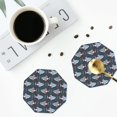 thumbnail image 5 of Pofeuu Shark Wearing Swim Ring Print Leather Coasters Set of 6, Round Cups Mugs Mat Pad for Home Kitchen Heat Resistant Drink Coasters,Octagon, 5 of 7