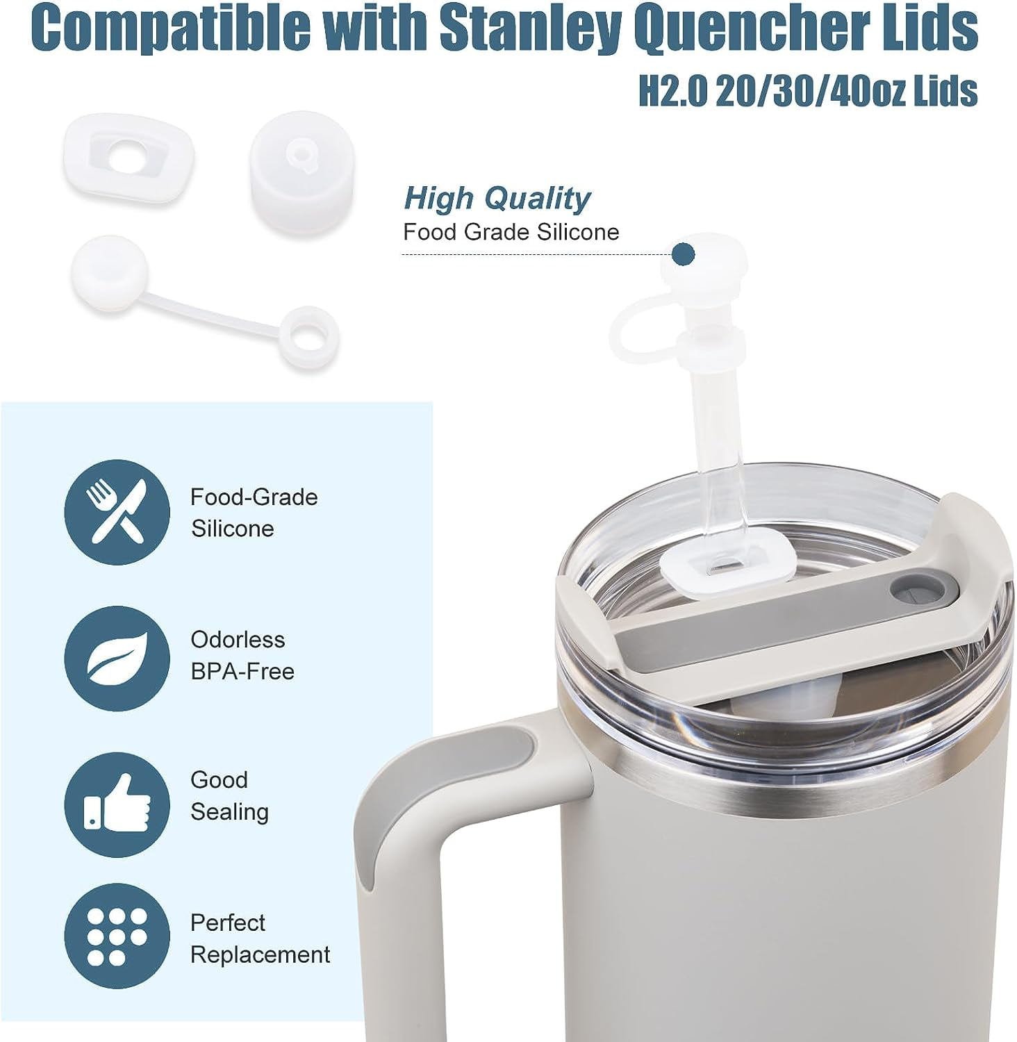 10pack Spill Proof Stopper Set Compatible with Stanley Quencher H2.0  FlowState 40oz Cup Accessories, Include 2 Silicone Cup Boot, 2 Lid Seal, 2 Leak  Stopper, 2 Spill Stopper and 2 Straw Cover 
