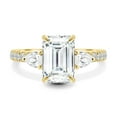 thumbnail image 2 of ESTE ORIGIN 2.00Ct Emerald Cut Moissanite Trilogy Engagement Ring – Pear Side Stones, Pavé Band, Cathedral Setting in 18K Yellow Gold for Women US 4.5, 2 of 7