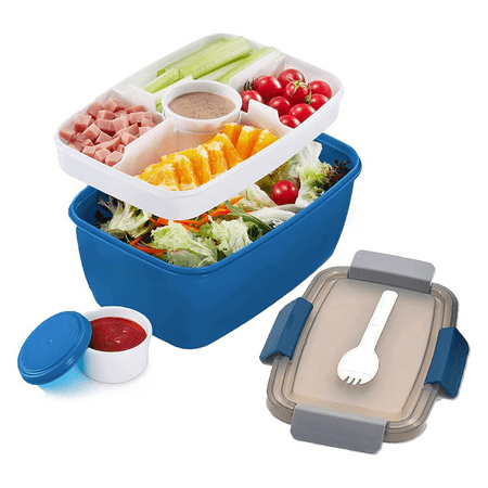 Qtmnekly Adult Lunch Box, 2000 Ml, Lunch Box with Compartments, 2-Tier