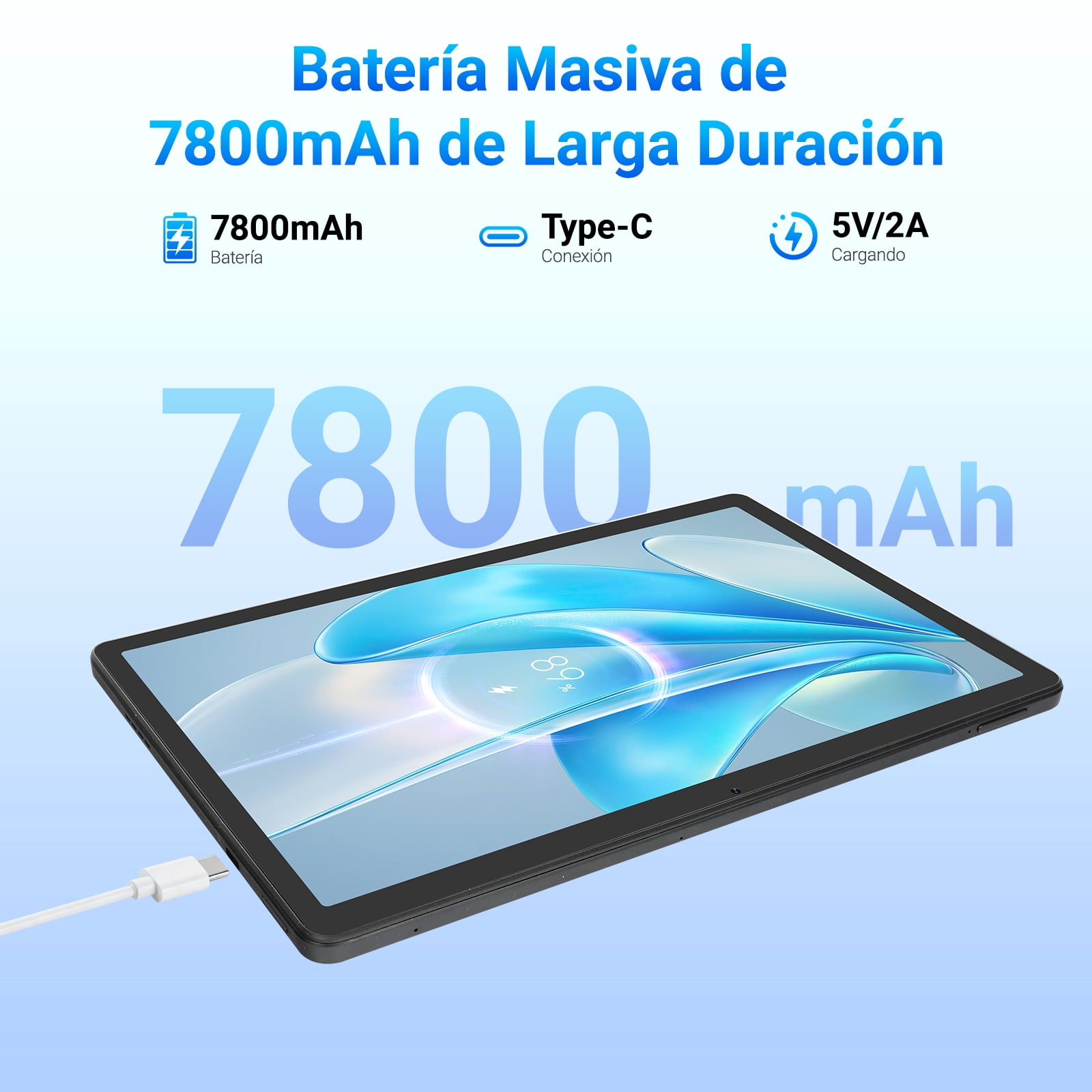 2026 Android 16 Tablet 11inch, Face Unlock, 32GB+256GB+1TB Expand, Octa-core CPU, 7800mAh Large Battery, WiFi6, Touchscreen Display, Widevine L1,Black