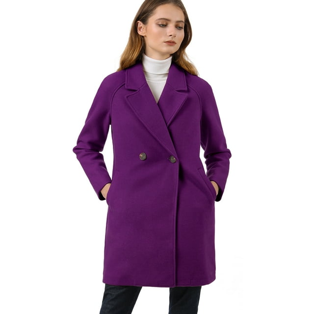 INSPIRE CHIC Manteau Mi-Long pour Femme à Double Boutonnage, Raglan, à Revers, à Manches Longues
