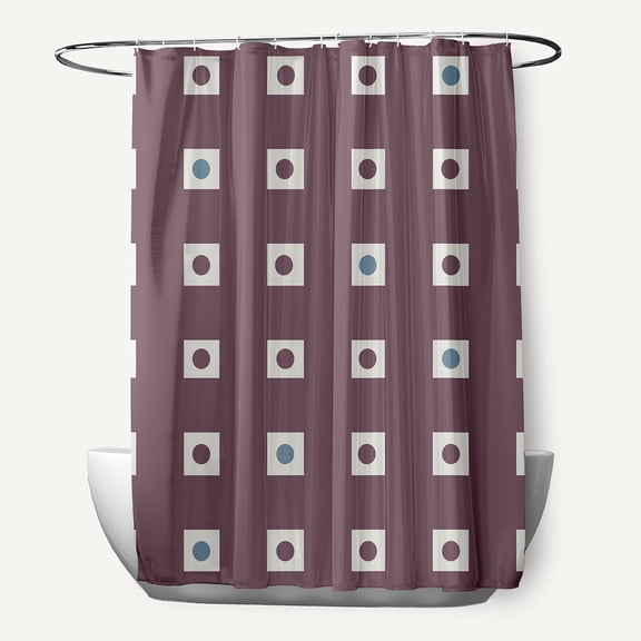 Simply Daisy Li'l Boxes Dusty Purple 70" w x 73" h Shower Curtain