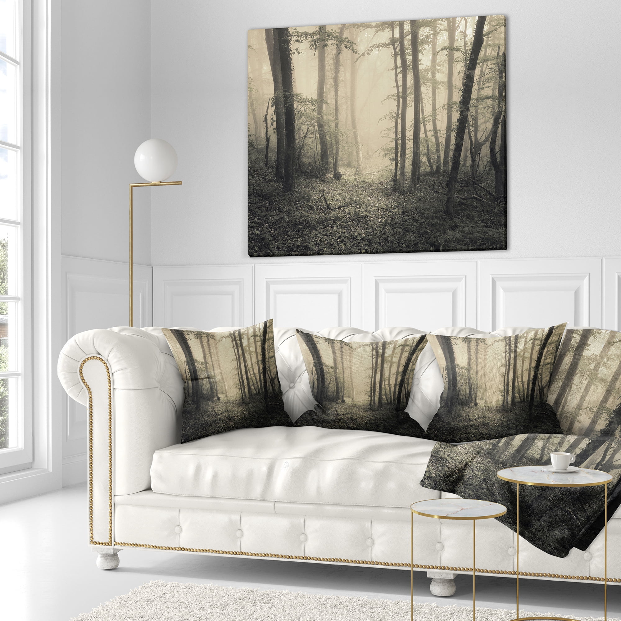 Designart Vintage Style Spring Forest - Landscape Photography Throw Pillow - 16x16