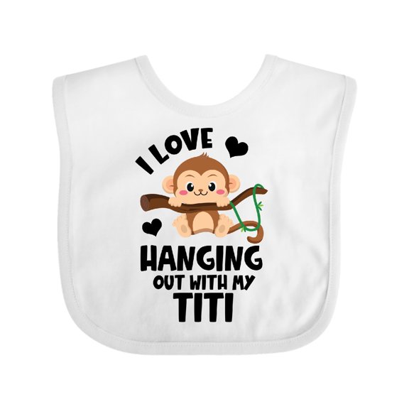 Inktastic Monkey I Love Hanging out with My Titi Boys or Girls Baby Bib