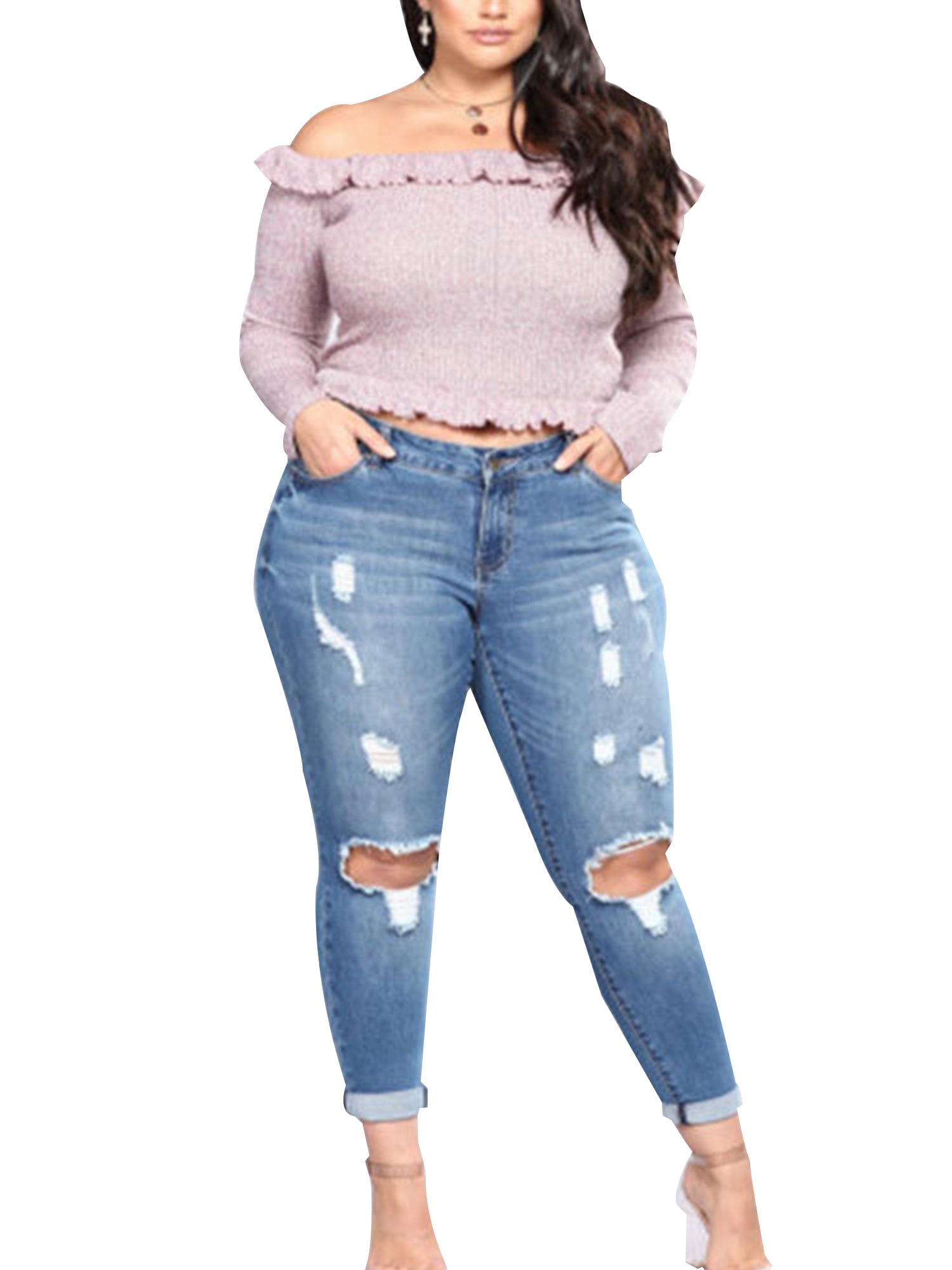 big ripped jeans womens