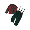 thumbnail image 2 of Elippeo Toddler Boy Gentleman Outfit Christmas Plaid Print Button Long Sleeves Shirt and Suspender Pants Set for Formal Wear 1 2 3 4 5 6 7 Years, 2 of 9