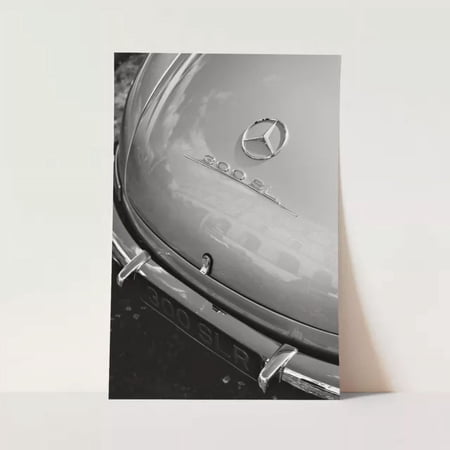 Kna Prints - Reart View Of A Vintage Mercedes Benz 300 Sl Black & White Wall Art Poster Print - Kir 8128, UNFRAMED-8x12