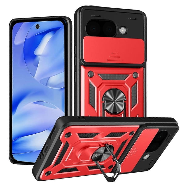 For Google Pixel 9a Case with Slide Camera Lid PC + TPU Kickstand Phone Cover - Green