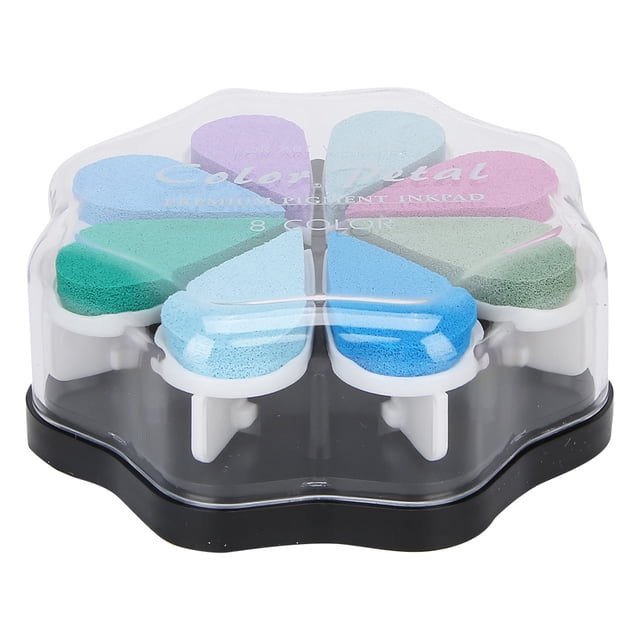 Pad, Ink Pad 8 Colors Petal Shape Ink + Sponge Excellent Performance Strong Coverage For Wood For Clay For Wax 1002 Witchcraft,1003 Light,1005 Mist,1006 Botanic Garden,1007