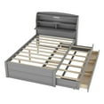 thumbnail image 5 of Full Size Wooden Led Platform Bed With Trundle, With Storage Headboard, With Drawers, Gray, 5 of 9