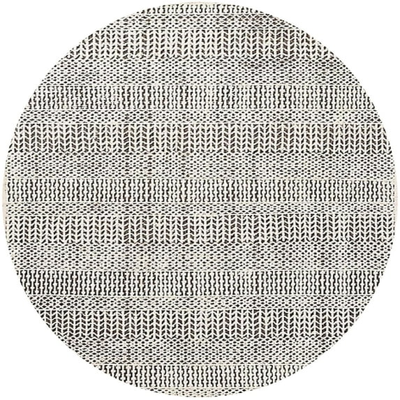 Ahgly Company Indoor Round Mid-Century Modern Rice Beige Oriental Area Rugs, 5' Round