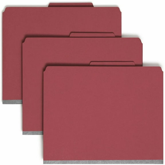 Smead Pressboard Classification Folder with SafeSHIELD® Three Dividers Letter Size Bright Red 10/Box (14095)