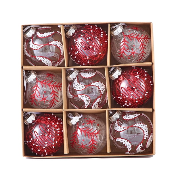 Matsuzay Bola reutilizable de 12 piezas para decoración navideña, ingredientes seguros y bola clásica para árbol de Navidad con buena Kits de decoración para fiestas Rojo