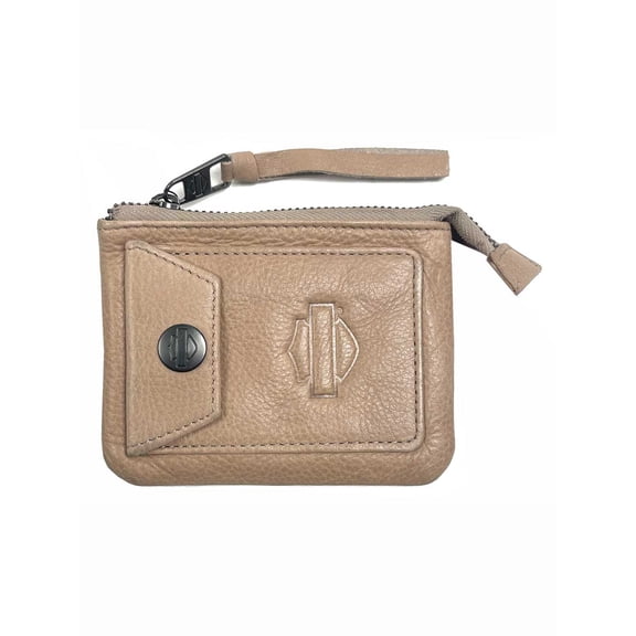 Harley-Davidson Men's Bar & Shield Washed Leather Zip Pouch – Brush Tan, Harley Davidson