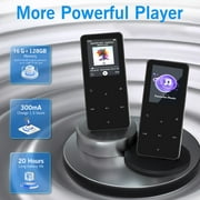 16GB MP3 Player with Bluetooth 1.8 inch Screen Portable Music Player with Speaker, Voice Recorder, Video, E-Book, Photo, Touch Buttons Digital Audio Player, Supports Expanded Up to 128GB, Black