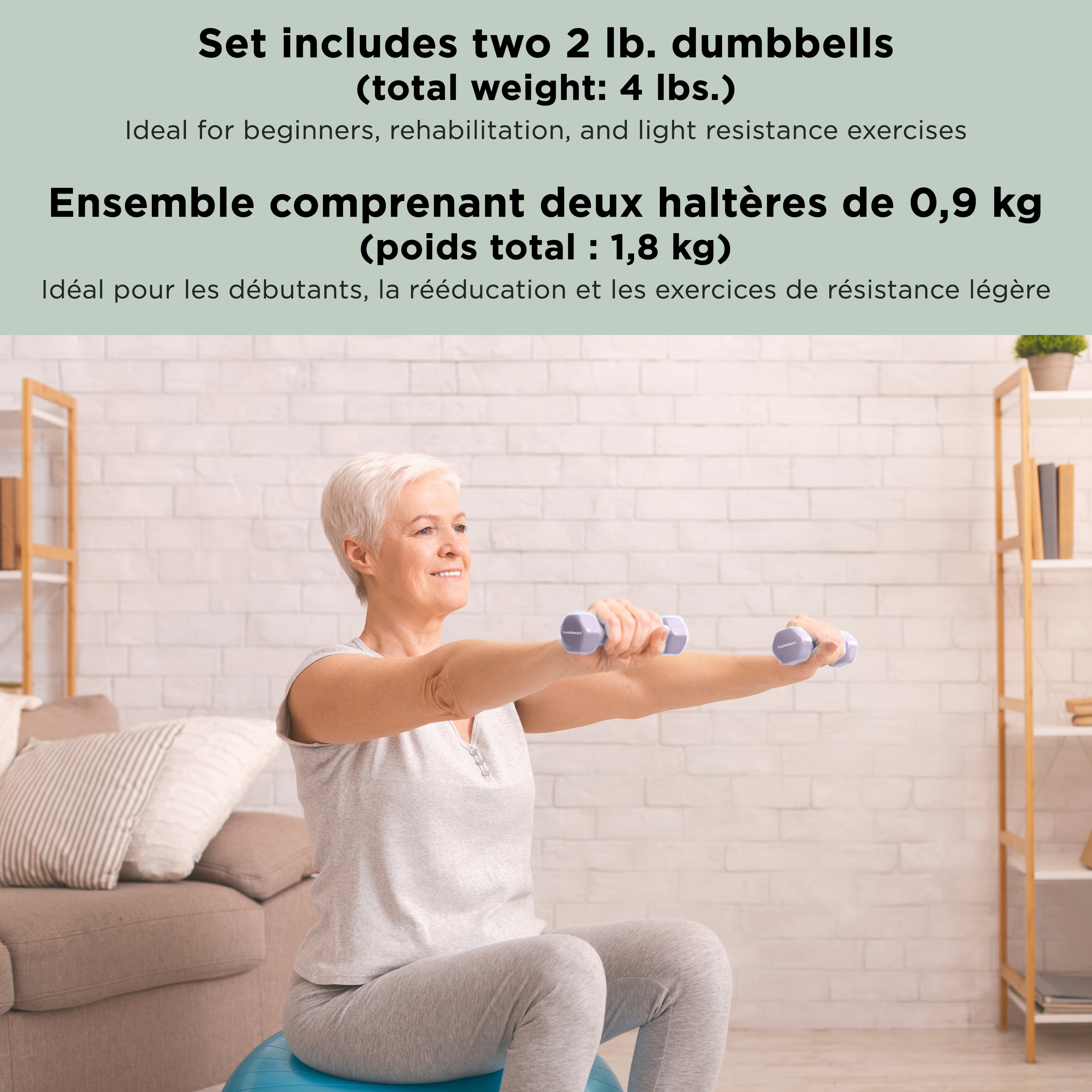 Ensemble d'haltères en néoprène de 1,8 kg (0,9 kg chacun)