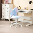 thumbnail image 2 of Cute Fuzzy Kids Chair for Teenage Girls Rolling Study Desk Student Chair Furry Computer Task Chair, Adjustable Butterfly Shaped Reading Vanity Chair for Bedroom, Colorful, 2 of 14
