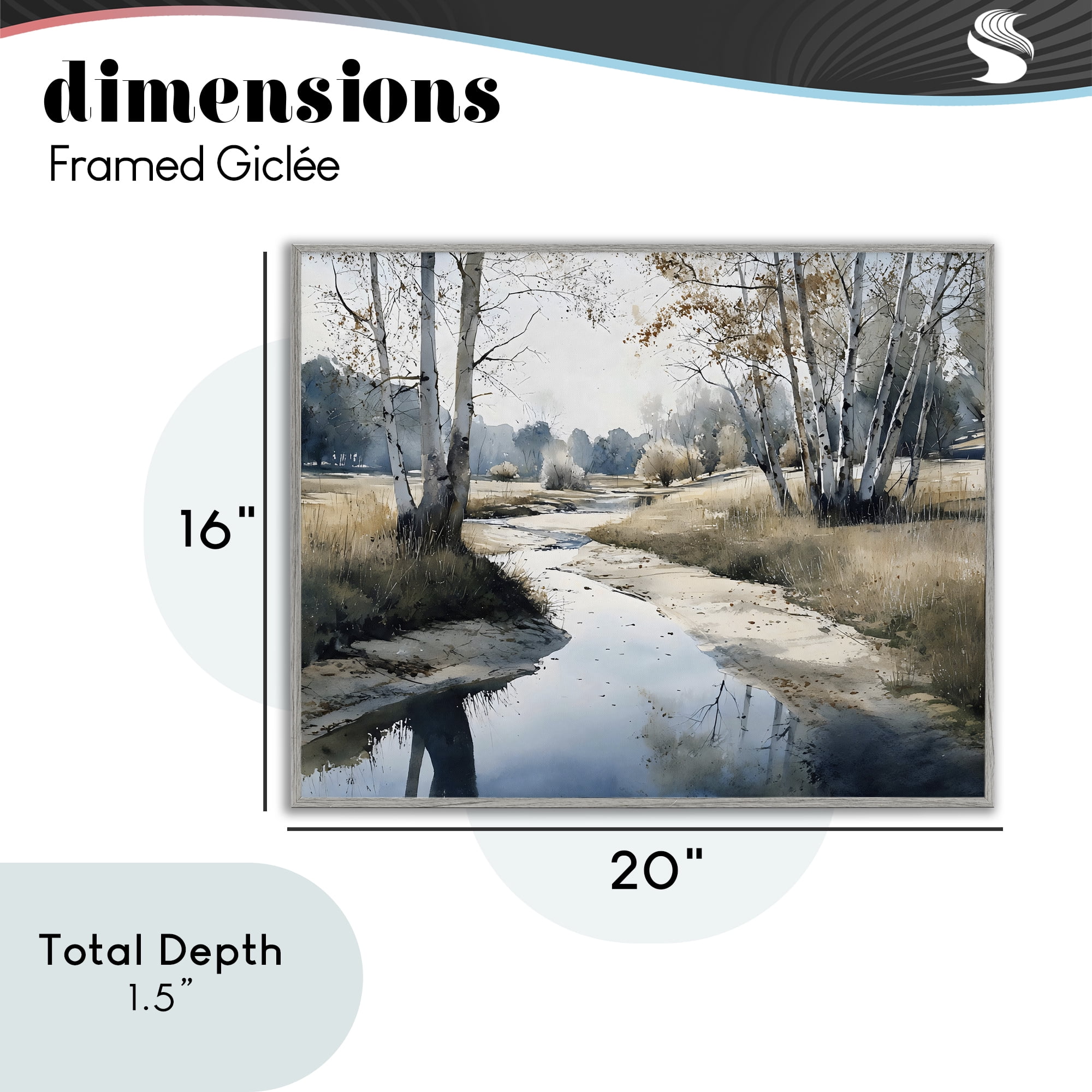 Stupell Industries Birch Tree Creek in Autumn Gray Framed Giclee Art, design by Franklyn Gregory
