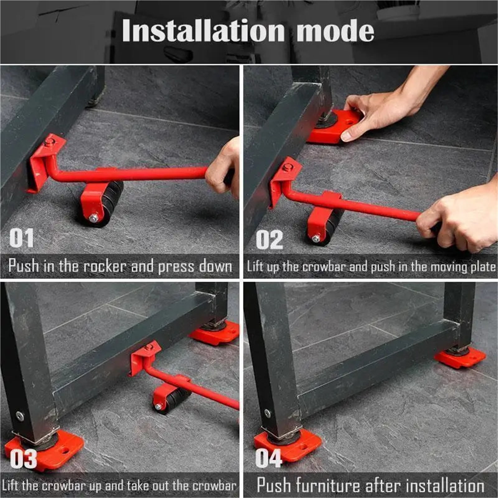 Furniture Mover Tool Set Heavy Stuffs Moving Roller With Bar Furniture Mover Lifter With Wheels Professional Moving Tools ,Reliable
