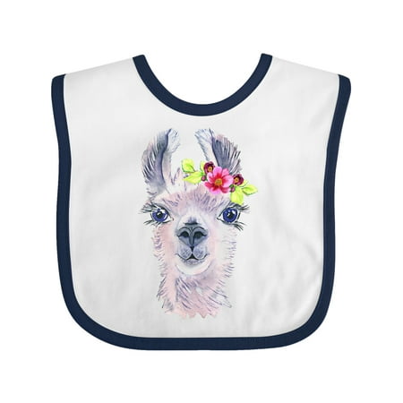 

Inktastic Cute Llama with Flower Gift Baby Boy or Baby Girl Bib
