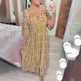 thumbnail image 2 of Boho Dresses for Women, Women's Short Sleeve Casual Floral Print V Neck High Waist Maxi Dress Beach Sundress for Women, 2 of 4