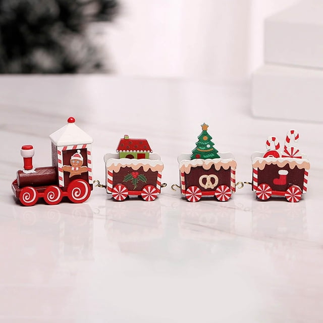 Ornament Wooden Train Toy For Christmas Tabletop Room Decoration Optional Color
