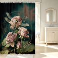 thumbnail image 2 of Erosebridal Graceful Dragonfly Shower Curtain 72Wx84L,Elegant Flowers Bathroom Shower Curtain,Green Pink, 2 of 5