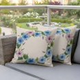 thumbnail image 4 of Spring Flower Wreath Pillow Covers 2 Pack Country Watercolor Pink Blue Floral Bud Leaf Pillowcase Waterproof Outdoor Throw Pillow Cover for Patio Garden Square Cushion 26”x26”, 4 of 9