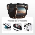 thumbnail image 5 of Rateoe Pyramid Desert Cat Print Fanny Pack Belt Bag for Women and Men, Square Double-Layer Waterproof Waist Pack with Adjustable Strap for Hiking, Jogging, Cycling, 5 of 9