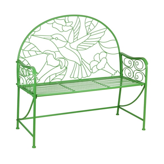 Evergreen Hummingbird Metal Garden Bench, 44''x 21.7'' x 42.1'' inches