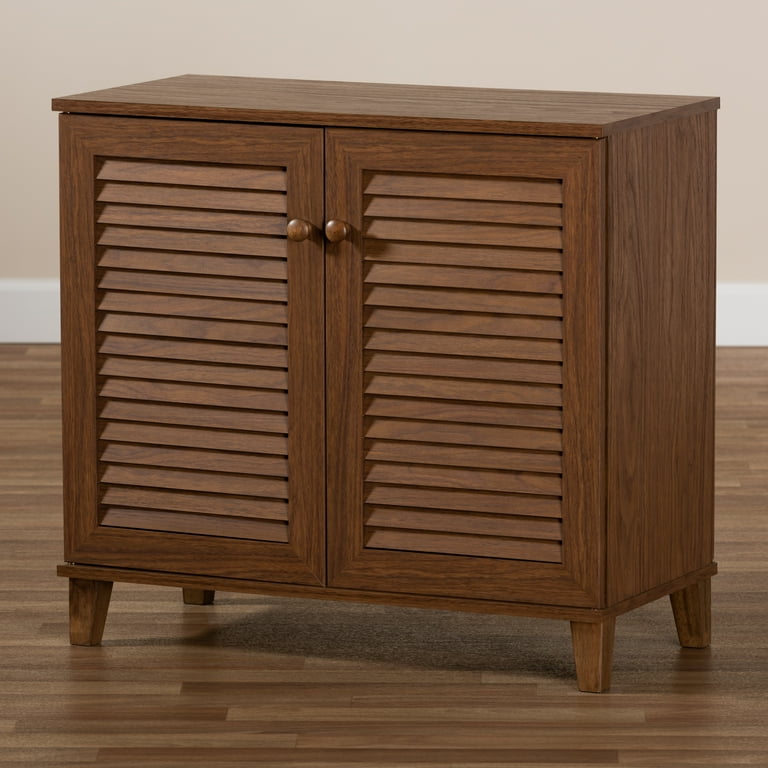 Baxton Studio Coolidge Modern Walnut 4 Shelf Shoe Cabinet Walmart