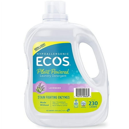 ECOS Hypoallergenic Liquid Laundry Detergent   Enzymes, Lavender Scent (230 loads, 210 fl. oz.)