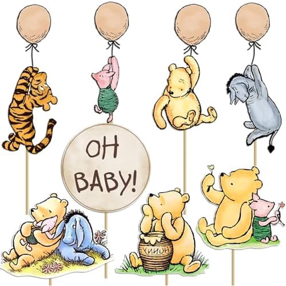16Pcs Classic Winnie Centerpieces for Baby Shower Decorations Table Signs for Baby Shower Birthday Party Decorations$$Electronics Accessories