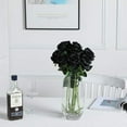 thumbnail image 2 of Morttic Artificial Silk Rose Flower Bouquet Lifelike Fake Rose for Wedding Home Party Decoration Event Gift 10pcs (Black), 2 of 7