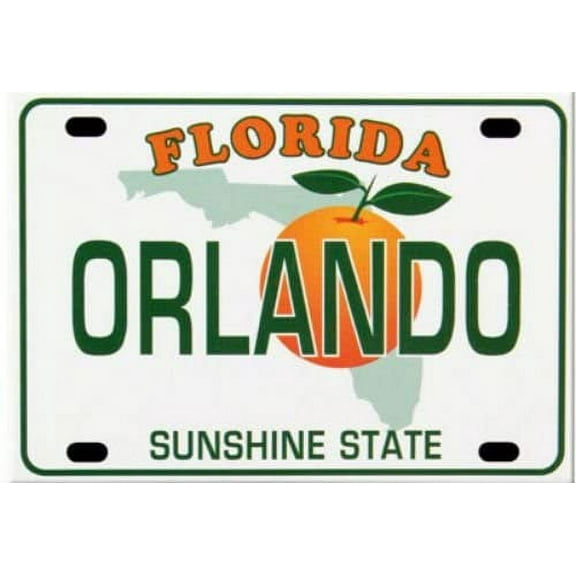 Orlando Florida License Plate Fridge Collector's Souvenir Magnet 2.5 inches X 3.5 inches