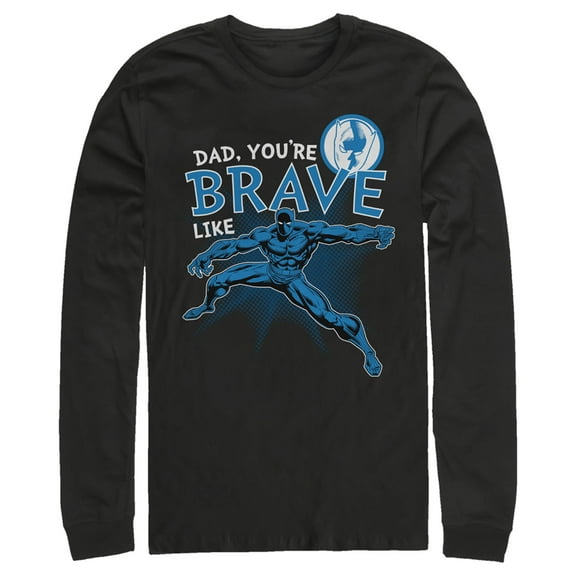 Men's Marvel Dad You're Brave Like Black Panther Long Sleeve Shirt Black 2X Large